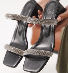 Resim modaserdem Stella Kalın Topuklu Siyah Kadın Terlik 