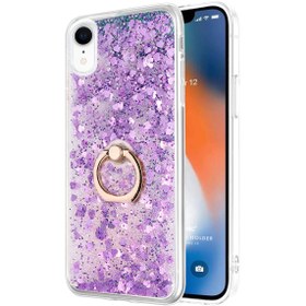 Resim Microsonic Apple iPhone XR Kılıf Glitter Liquid Holder Mor 