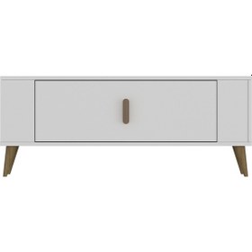 Resim 1373dd Retro-64 Tv Sehpası Beyaz-safirmeşe 