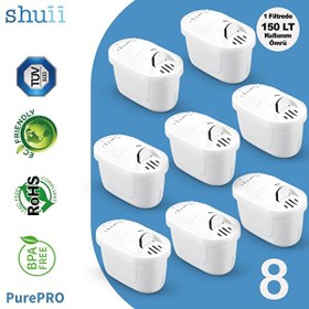 Resim Shuii PurePro I Su Arıtma Sürahi Filtresi (8 Adet Filtre) I Jugg ve Brita Maxtra+ Pro ile Uyumlu 