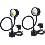 Resim Celestial Forge 2x LED Iş Işığı Manyetik Base Goopeneck Lambası 220V 5W Torna Frezeleme Matkabı Pres Endüstriyel Aydınlatma, Ab Fiş (Yurt Dışından) 