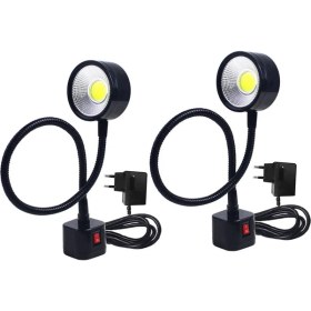 Resim Celestial Forge 2x LED Iş Işığı Manyetik Base Goopeneck Lambası 220V 5W Torna Frezeleme Matkabı Pres Endüstriyel Aydınlatma, Ab Fiş (Yurt Dışından) 