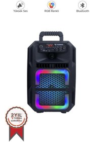 Resim Torima D25 RGB Işıklı Mikrofonlu Kumandalı USB/TF/FM/MIC/BT Siyah Bluetooth Hoparlör Torima