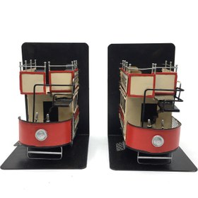 Resim Londra Nostaljik Tramvay Figürlü Kitap Tutucu 