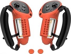 Resim SoJumpvr Upgraded Controller Grips Cover Compatible with Meta/Oculus Quest 3 Accessories, with Battery Opening Protector and Knuckle Straps with Sponge (Orange) 