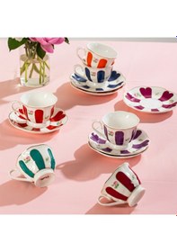 Resim Perotti 16861 Beyoğlu 6 Kişilik Porselen Kahve Fincan Takımı 90ml Çok Renkli 