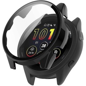 Resim Garmin Forerunner 265 Akıllı Saat Pc Saat Kılıfı Ve Temperli Cam Ekran Koruyucu - Siyah - Wellngs 