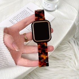 Resim Vintage Kaplumbağa Kabuğu Reçine Kayış, iWatch Serisi Yeni S10 9 8 7 6 5 4 3 2 1 Erkek ve Kadın Saat Bandı için Uygun, Su Geçirmez, Ayarlanabilir Boyut, 38-49mm ile Uyumlu 