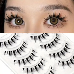 Resim Dramatik Şeytan Temalı Sahte Kirpikler - Büyük Boyutlu, Doğal Görünümlü ve Sağlam Bant - Tekrar Kullanılabilir, Çoklu Stil Seti Cosplay ve Anime Görünümleri İçin, Cosplay Kirpikleri | Dramatik Göz Etkisi | Sağlam Bant Kirpikleri 