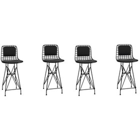 Resim Knsz orta boy tel bar sandalyesi 4 lü mağrur syhsyh sırt minderli 