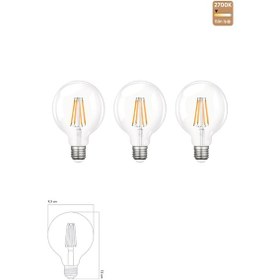 Resim Rustik Led Ampul E27 G95 6w 2700k Gün Işığı 3'lü Erd-88 