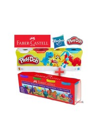 Resim Play-doh Hasbro + Faber Castell Oyun Hamuru 4+4 8 Renk 448gr+440g 