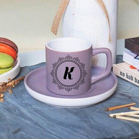 Resim Mor Renk Hediyelik Harfli Kahve Fincanı 