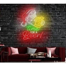 Resim Time For A Beer Yazılı Ve Şekilli Neon Tabela Çok Renkli 
