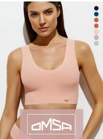 Resim Omsa Mikrofiber Astarlı Ribana Crop Top. 242560841 Tozlu Pembe 