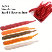 Resim 12 adet Silikon Kum Yılanı Yemleri, 8cm - Gerçekçi Kırmızı, Turuncu, Yeşil, Beyaz Yılanlar Deniz Balıkçılığı için, Balıkçılar için İdeal Hediye, Balıkçılık Yemleri|Gerçekçi Görünüm|Yumuşak Dokulu 