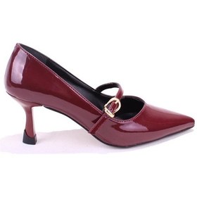 Resim Dagoster Dza07-389100 Bordo Rugan Stiletto Topuklu Kadın Ayakkabı Bordo 