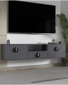 Resim 1320dropct-32 Duvara Montaj Tv Sehpası Antrasit-gümüş-siyah Gümüş-siyah 
