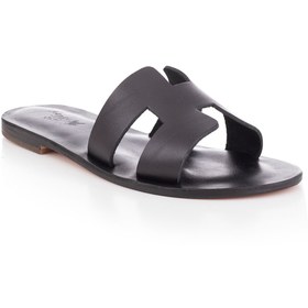 Resim DaphneSandals El Yapımı Hakiki Deri Siyah Kadın Terlik - 2108 