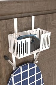 Resim Risingmaber Beyaz Kapı Arkası Ütü ve Ütü Masası Askısı, Ütü ve Ütü Masası Tutucu Organizer MT110BD 