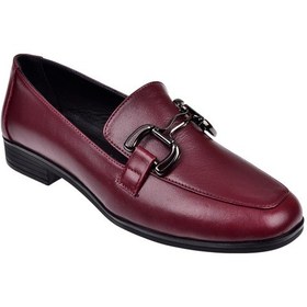 Resim Beety Hakiki Deri Tokalı Makosen Kadın Ayakkabı Bee-12006 Bordo Bordo 