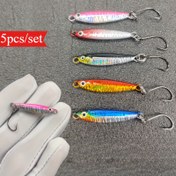 Resim 5 adet/takım 3.2 cm/ 3 g metal balıkçılık jig yemleri, bas balıkçılığı jipleri yapay trol tuzlu su yemi 
