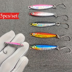 Resim 5 adet/takım 3.2 cm/ 3 g metal balıkçılık jig yemleri, bas balıkçılığı jipleri yapay trol tuzlu su yemi 