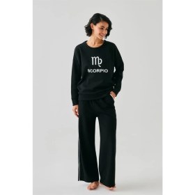 Resim Moda Kadın Siyah Akrep Burcu Oversize 2 Iplik Eşofman Ev Giyim Takımı Beruflic 
