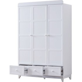 Resim Gardırop, Berlin 3 Kapaklı Çekmeceli Dolap - Beyaz 