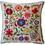 Resim 1 adet Canlı Suzani Özbekistan Çiçek Nakışlı Atma Yastık Kılıfı, 45.72x45.72 cm, Yumuşak Kısa Peluş, Fermuarlı, Makinede Yıkanabilir - Koltuk ve Yatak Odası Dekoru için İdeal, Koltuk İçin Atma Yastıkları 