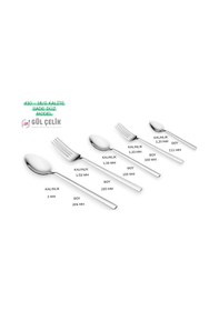 Resim Gül Çelik 72 Parça 12 Kişilik Sade Çatal Bıçak Kaşık Seti 18/0 Kalite Çelik 