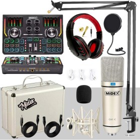 Resim Midex Cx1 Titanium Set Efektli Ses Kartı Mikrofon Kulaklık Stand Kayıt Canlı Yayın (Pc ve Telefon) 