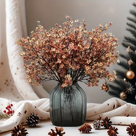 Resim 5 adet Yapay Nefes Çiçeği, Kahverengi, 50cm - Noel ve Tatil Dekorasyonu için Gerçekçi Sahte Çiçek Düzenlemesi, Masaüstü Gösterimi için Mükemmel, Noel Süsleri 