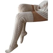 Resim Novahub Gri Kadın Noel Sıcak Uyluk Yüksek Uzun Çorap Diz Üzerinde Örgü Çorap Noel Gri - Standart Gri 