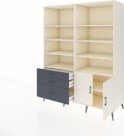 Resim Kronos Gardrop 9 Raflı 3 Çekmeceli 2 Kapaklı 176x59x221 Aytaşı-aytaşı/antrasit Aytaşı/antrasit 