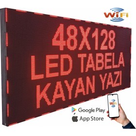 Resim Ledeksis LED Tabela 48 x 128 cm Tek Taraflı Kırmızı Kayan Yazı-Wifi 