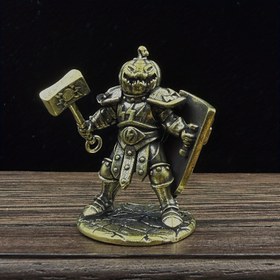 Resim Bronz döküm tuhaf figür, balkabağı savaşçısı, masaüstü koruyucu, retro sanat eseri, oturma odası ve ofis sergileme için uygun 