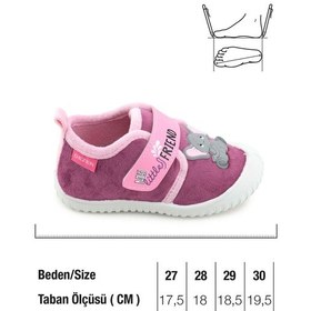 Resim Gezer Kız Çocuk Kışlık Tek Cırt Cırtlı Ayarlanabilir Rahat Taban Ev, Bahçe, Okul, Kreş Panduf Ayakka Mor 