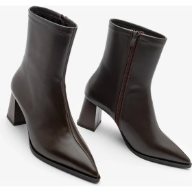 Resim Marjin Kadın Kalın Topuklu Sivri Burun Bot Simva Kahve 