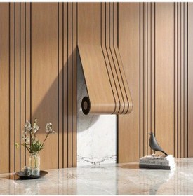 Resim Xuweiwei Gri Beyaz 3d Ahşap Desenli Yapışkanlı Duvar Kağıdı Suya Dayanıklı Ses Yalıtımlı Gri Beyaz 