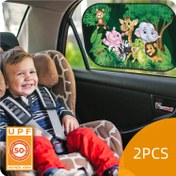 Resim Katlanabilir İki Parçalı Araba Güneşlik Hayvan Serisi Renkli Baskı Elektrostatik Film Güneş Koruma ve Isı Yalıtımı Gençler için Elektrostatik Sticker ve Vantuz 