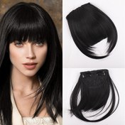 Resim 1pc Şık Düz Sentetik Saç Uzantıları, Hava Anime Bangs Kadınlar için, Yüksek Sıcaklık Fiber, Görünmez Klipe, Doğal Görünüm, Dayanıklı Sahte Saç Fringe 