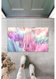 Resim Pembe Kapı Önü Paspası Çoklu Çubuklar Desen K-3206 