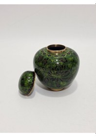 Resim Antika Cloisonne Kapaklı Kavanoz 13cm 019 