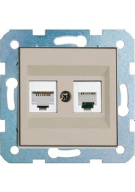 Resim Ovivo Krem Ikili Data Cat 6 Internet Prizi Mekanizma-Çerçeve Yoktur!!! 