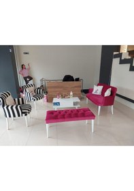 Resim Kayser Home Çay Seti Koltuk Takımı - Oturma Grubu - Balkon - Ofis - Bahçe Mobilyası - Nubuk Kumaş - Benchli Fuşya - Zebra Karışık 