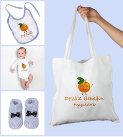 Resim Ejoya Bebeklere Özel Çantasında Kişiye Özel Zıbın Önük Ve Patik Bebek Hediye Seti 109778 