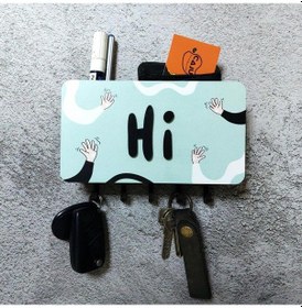 Resim Dekoratif Hi Merhaba Yazılı Bölmeli Anahtarlık Duvar Askılık Dekor Diğer 