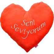 Resim Sevimli Kalp Yastık Seni Seviyorum Yastığı 35 Cm Kalpli Yastık 