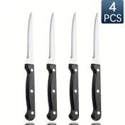 Resim 4 adet Set - Şık Paslanmaz Çelik Plastik Saplı Bıçaklar, Ekmek Bıçağı, Çizgili Bıçaklar - Batı Bıçak Seti, Ev, Mutfak, Otel, Restoran, Noel Hediyesi, Şükran Günü için Mükemmel Seçim 